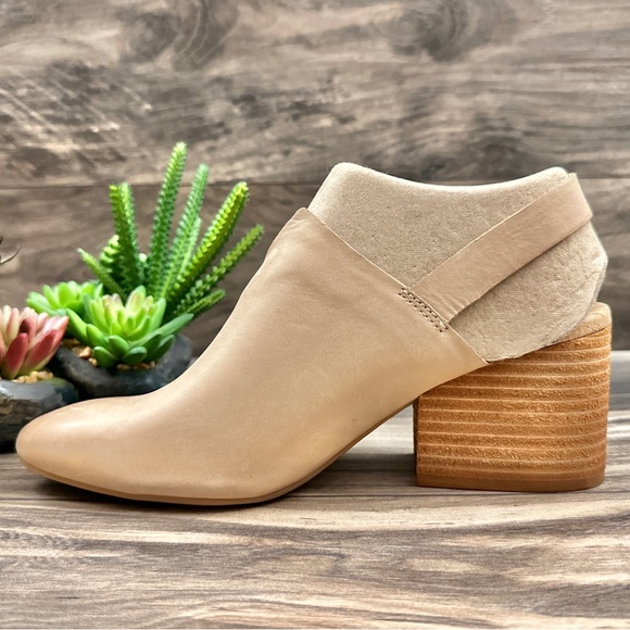 NIB Korks Kork Ease Rayleigh Slingback Block Heel Clogs Mules Cream Leather - Picture 7 of 16